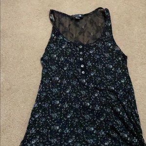 Junior black lace flower blouse